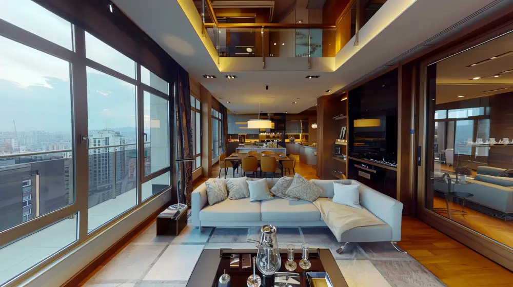 Modern Luxurious Living Room with Large Sofa